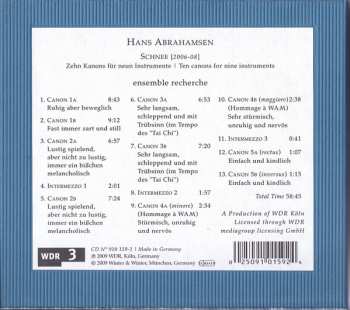 CD Hans Abrahamsen: Schnee: Ten Canons For Nine Instruments 193701