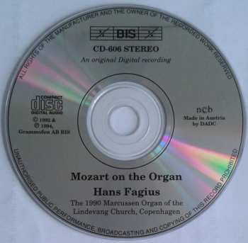 CD Hans Fagius: Mozart On The Organ 317191