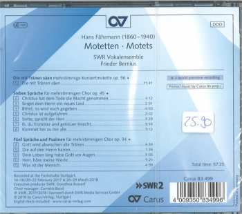 CD Hans Fährmann: Motetten Op. 34, 45, 56 339847