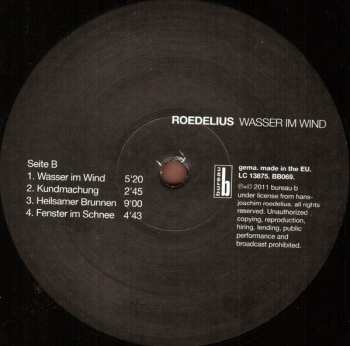 LP Hans-Joachim Roedelius: Wasser Im Wind 149438