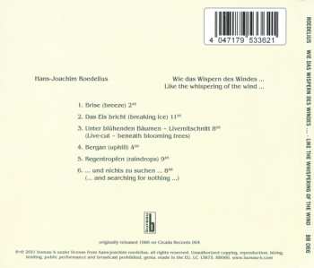 CD Hans-Joachim Roedelius: Wie Das Wispern Des Windes ... = Like The Whispering Of The Wind... 462599