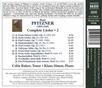 CD Hans Pfitzner: Complete Lieder - 2 319639