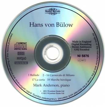 CD Hans Von Bülow: Piano Music 325912