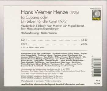 2CD Hans Werner Henze: La Cubana Oder Ein Leben Für Die Kunst 330366