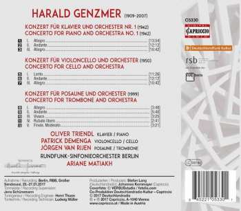 CD Harald Genzmer: Piano Concerto; Cello Concerto; Trombone Concerto 327403