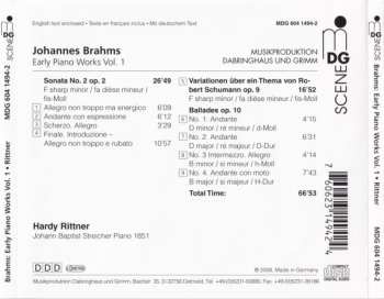CD Hardy Rittner: Brahms Early Piano Works Volume 1 474373
