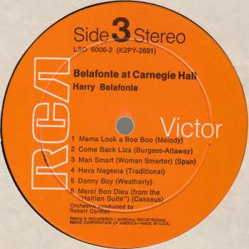 2LP Harry Belafonte: Belafonte At Carnegie Hall: The Complete Concert CLR 488051