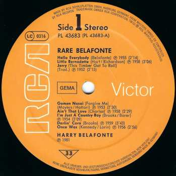 LP Harry Belafonte: Rare Belafonte