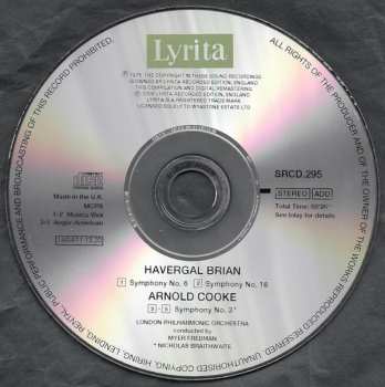 CD Havergal Brian: Havergal Brian: Symphonies 6 & 16 / Arnold Cooke: Symphony No. 3 348936