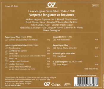 CD Heinrich Ignaz Franz Biber: Vesperae Longiores Ac Breviores 439668
