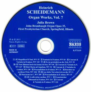 CD Heinrich Scheidemann: Organ Works, Vol. 7 309572