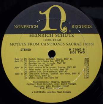 LP Heinrich Schütz: Motets From "Cantiones Sacrae" 526972