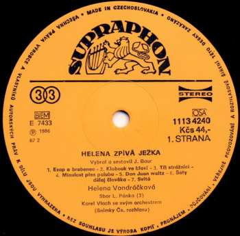 LP Helena Vondráčková: Helena Zpívá Ježka 43894