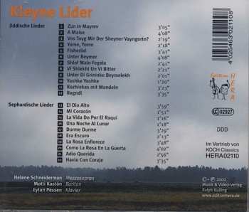 CD Helene Schneiderman: Kleyne Lider (Yiddish And Ladino Songs) 503198