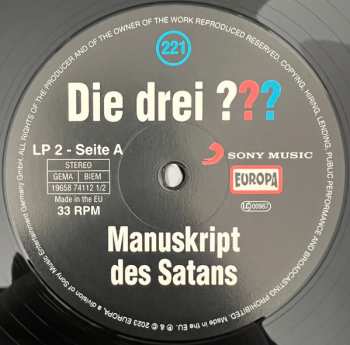 2LP Hendrik Buchna: Die Drei ??? 221 - Manuskript Des Satans