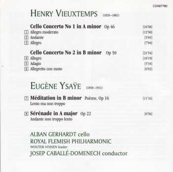 CD Henri Vieuxtemps: Cello Concerto No 1 Op 46 • Cello Concerto No 2 Op 50 • Méditation Op 16 • Sérénade Op 22 358497