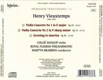 CD Henri Vieuxtemps: Violin Concerto No 1, Op 10 • Violin Concerto No 2, Op 19 • Greetings To America, Op. 56 188082