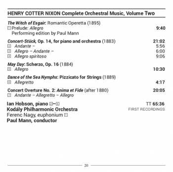 CD Henry Cotter Nixon: Complete Orchestral Music, Volume Two 112621