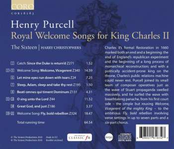 CD Henry Purcell: Royal Welcome Songs For King Charles II 318687