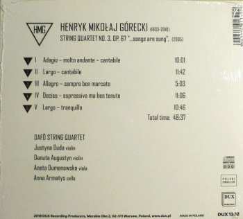 CD Henryk Górecki: String Quartet No. 3, Op. 67 "...Songs Are Sung" 288845
