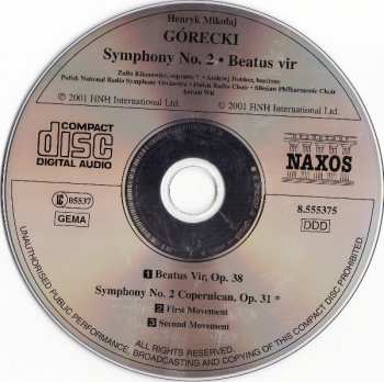 CD Henryk Górecki: Symphony No. 2 'Copernican' • Beatus Vir 127649