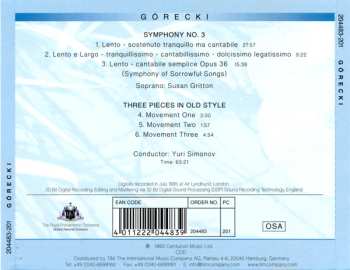 CD Henryk Górecki: Symphony No. 3 Opus 36 'Symphony Of Sorrowful Songs' / Three Pieces In Old Style 450814