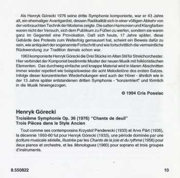 CD Henryk Górecki: Symphony No. 3 (Symphony Of Sorrowful Songs) / 3 Olden Style Pieces 389754