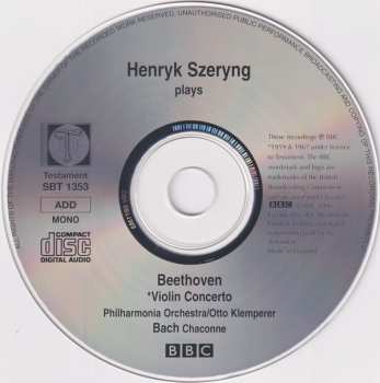 CD Henryk Szeryng: Violin Concerto / Partita No.2, BWV1004 – Chaconne 377464