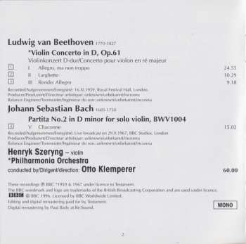CD Henryk Szeryng: Violin Concerto / Partita No.2, BWV1004 – Chaconne 377464