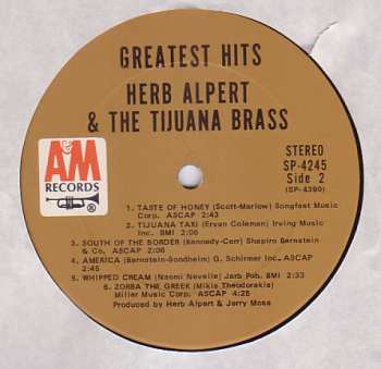 LP Herb Alpert & The Tijuana Brass: Greatest Hits 526710