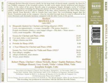 CD Herbert Howells: Rhapsodic Quintet, Violin Sonata No.3, Clarinet Sonata, Harp Prelude 294235