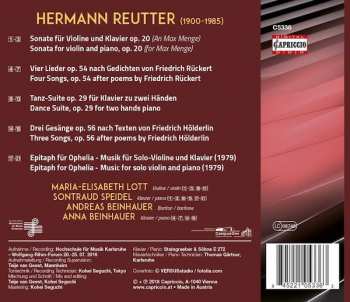 CD Hermann Reutter: Chamber Music; Lieder; Piano Works 390381