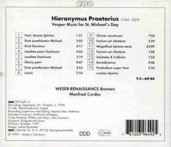 CD Hieronymus Praetorius: Vesper For St. Michael's Day 292415