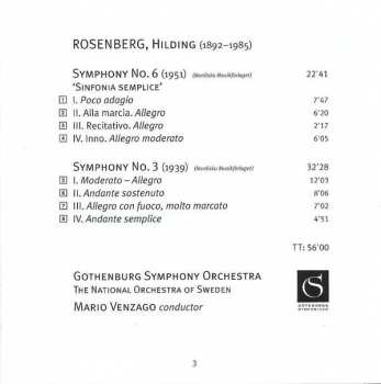 CD Hilding Rosenberg: Symphonies Nos 3 & 6 Semplice 465127