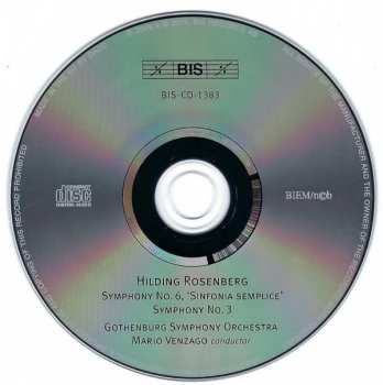 CD Hilding Rosenberg: Symphonies Nos 3 & 6 Semplice 465127