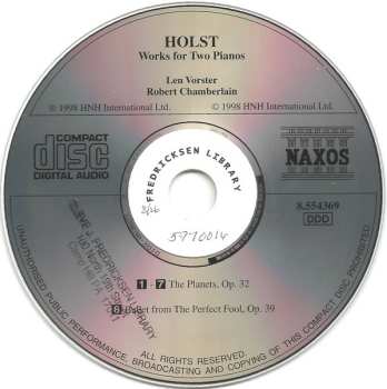 CD Gustav Holst: Music For Two Pianos 458139
