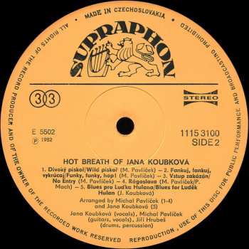 LP Horký Dech Jany Koubkové: Hot Breath Of Jana Koubková 363387