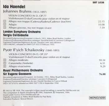 CD Ida Haendel: Brahms/Tchaikovsky - Violin Concertos 328809