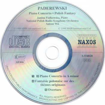 CD Ignacy Jan Paderewski: Piano Concerto / Polish Fantasy / Overture 186170
