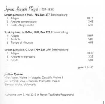 CD Ignaz Pleyel: Quintette Ben 277-279 457596