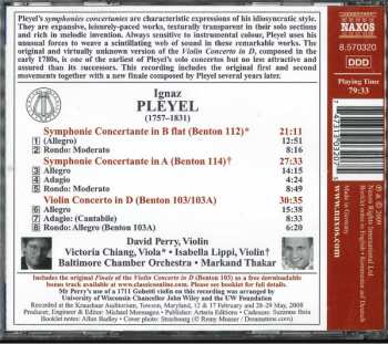 CD Ignaz Pleyel: Symphonies Conertantes Violin Concerto In D 249080