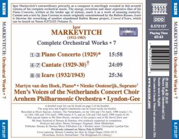 CD Igor Markevitch: Complete Orchestral Works • 7: Piano Concerto • Cantate • Icare 342187