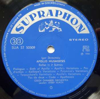 LP Igor Stravinsky: Apollo Musagetes, Variations On A Theme By Frank Bridge (78 1) 279947