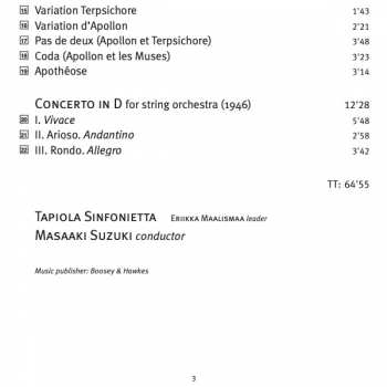 SACD Igor Stravinsky: Pulcinella Suite / Apollon Musagète / Concerto In D For String Orchestra 382707