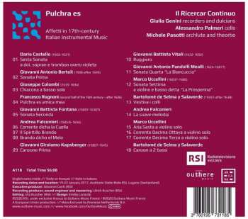 CD Il Ricercar Continuo: Pulchra Es (Affetti In The 17th-century Italian Instrumental Music) 320022