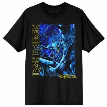Merch Iron Maiden: Tričko Fear Of The Dark Blue Tone Eddie Vertical Logo Iron Maiden XL