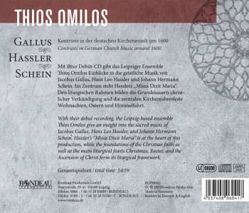 CD Jacobus Gallus: Kontraste In Der Deutschen Kirchenmusik Um 1600 - Contrasts In German Church Music Around 1600 190469