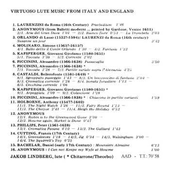 CD Jakob Lindberg: Virtuoso Lute Music From Italy And England 541708