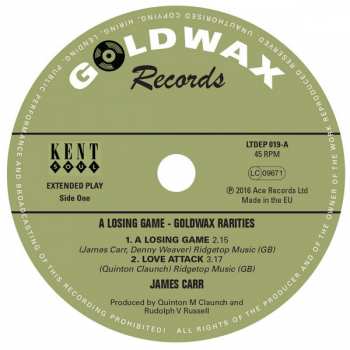 SP James Carr: A Losing Game - Goldwax Rarities LTD | CLR 133184