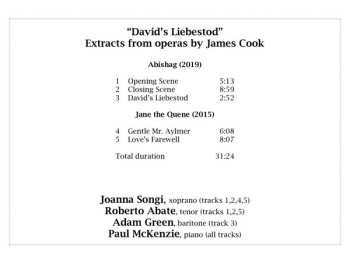 CD James Cook: David's Liebestod: Extracts From The Operas Abishag And Jane The Quene 485146